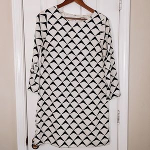 J.Crew Black & White Geometric Pattern Dress